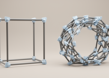Reusable freeform structures: straight rods and planar nodes rebuilt into new forms