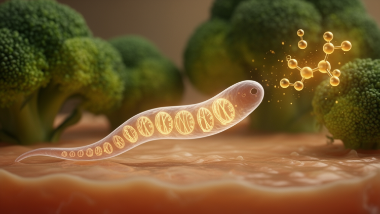 Broccoli compound sulforaphane extends worm lifespan by slowing a transcriptional aging clock