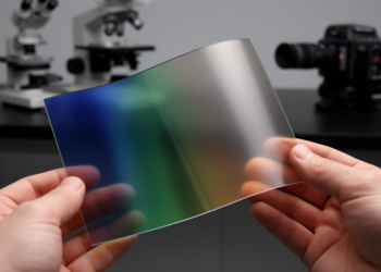 Flexible dual-band electrochromic display delivers visible and near-infrared vision