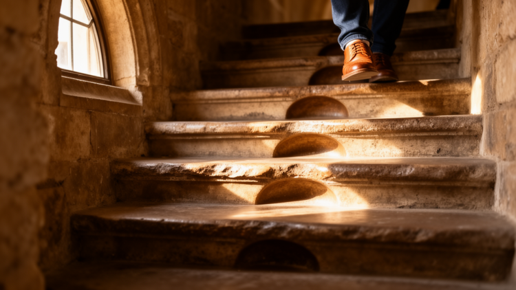 Worn Stone Stairs Read as Mechanical Records of Centuries of Footsteps