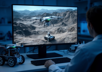 RISMO Steers Drone-Ground Robot Swarms Through Unknown Terrain in Simulation