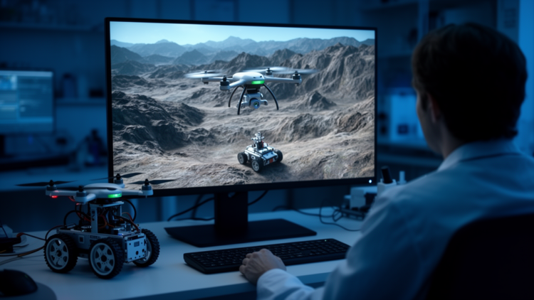 RISMO Steers Drone-Ground Robot Swarms Through Unknown Terrain in Simulation
