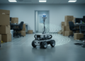 Simulated Robot Navigates Cluttered Space with Theta* Planning and LIDAR Mapping
