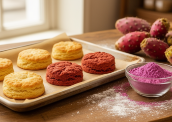 Prickly pear pomace powder darkens biscuits and boosts their antioxidants