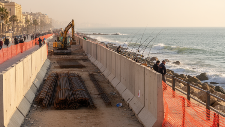 Construction on Alexandria's Corniche cuts public access and waterfront life