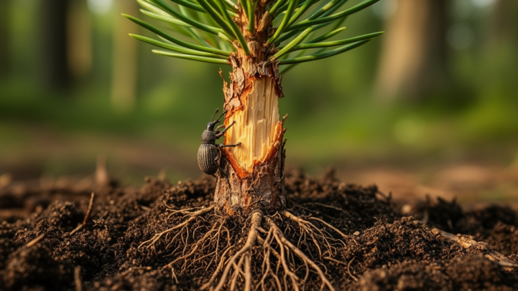Pine Weevil Bark Feeding Drains Root Sugars in Scots Pine Seedlings