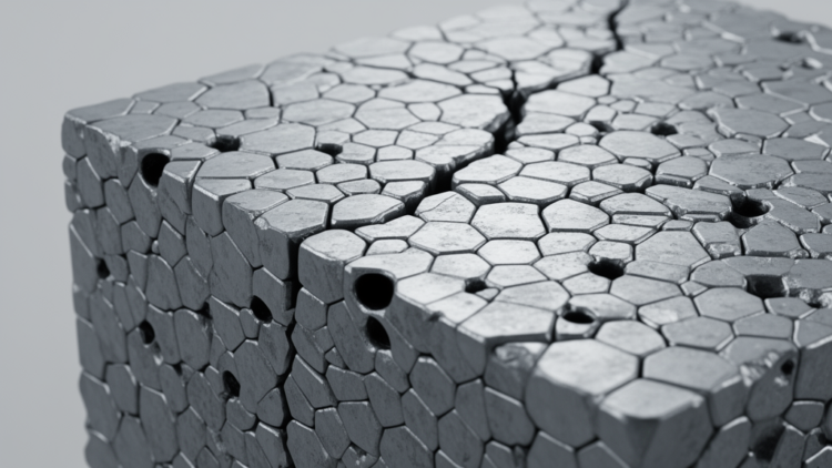 Voids and grain structure jointly weaken nanocrystalline steel in simulations