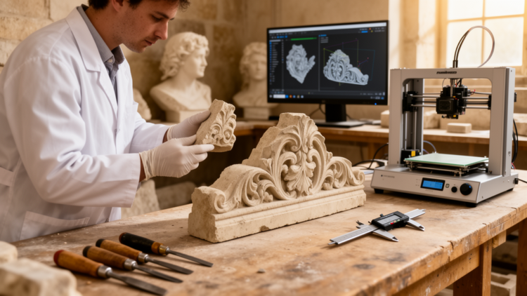 Research report: Digital stone grafting for volumetric reintegration and reconstruction of architectural sculptural-ornamental elements: case study in cultural heritage