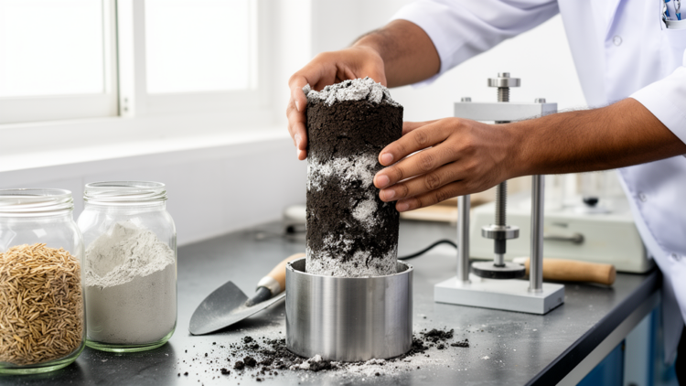 Cement and Rice Husk Ash Transform Weak Indian Peat into a Stronger Construction Soil