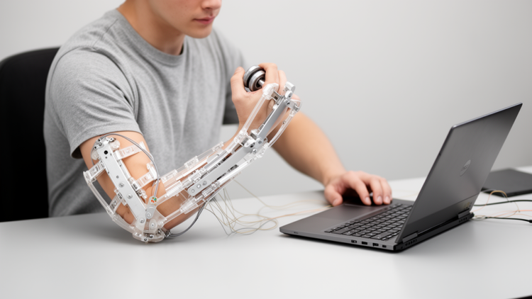Low-cost upper-limb exoskeleton maps how muscle activity shifts with joint torque