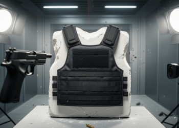W-shaped Kevlar plates stop 9 mm rounds with under 1 mm of backface deformation