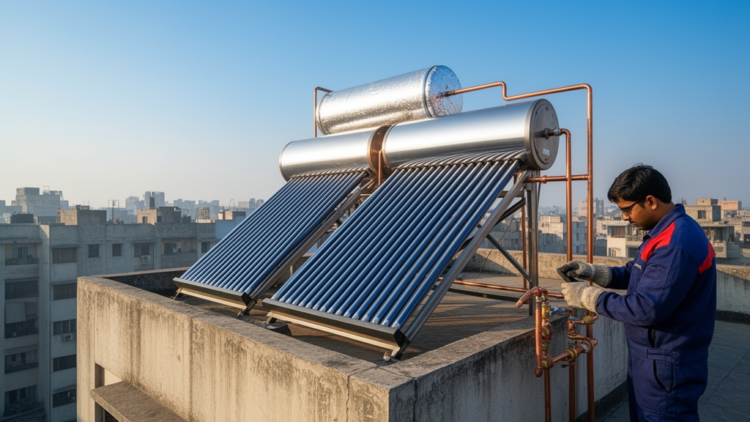 Dual-Absorber Solar Water Heater Tops 74% Winter Efficiency in Indian Trial