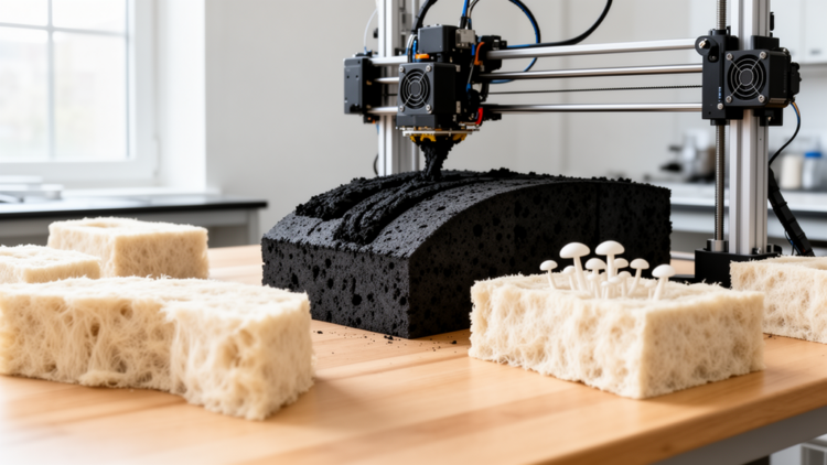 Living Bricks: 3D Printed Biochar-Mycelium Composites Grow Into Building Components