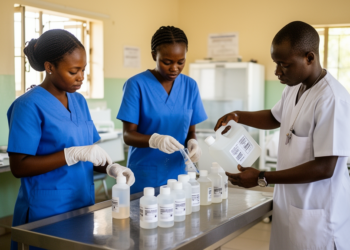Tanzanian nurses and medical attendants show uneven disinfectant-handling practices in cross-sectional study