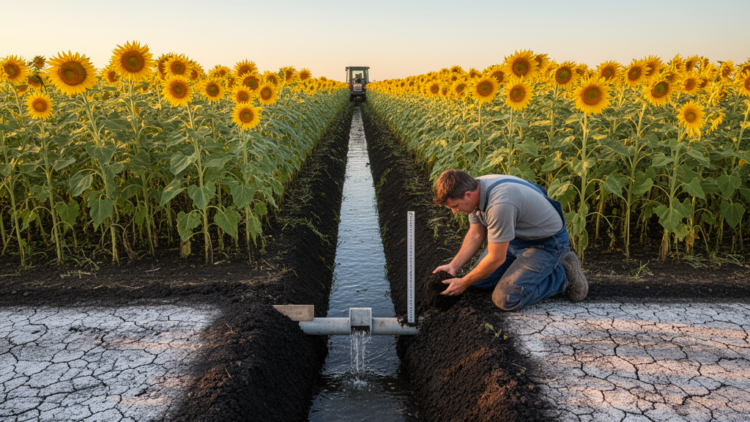 Cutting Pre-Sowing Irrigation to 90–120 mm Saves Water and Salt-Stressed Sunflower Yields