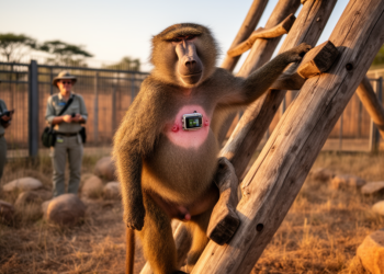 Implanted heart monitors track baboon heart rates and rank-linked activity