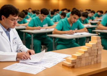 Medical school accreditation tiers track national exam scores, not university grades