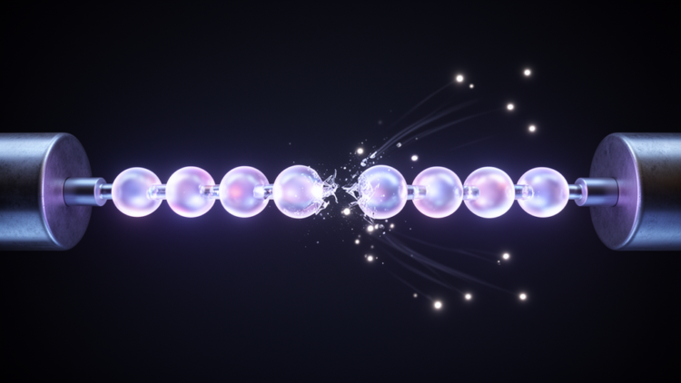 Quantum simulator watches a string snap, revealing a new way particles are born