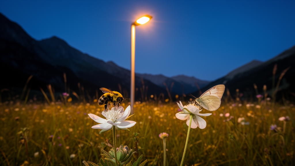 Streetlights Rewire Pollination Networks Day and Night in Alpine Meadows
