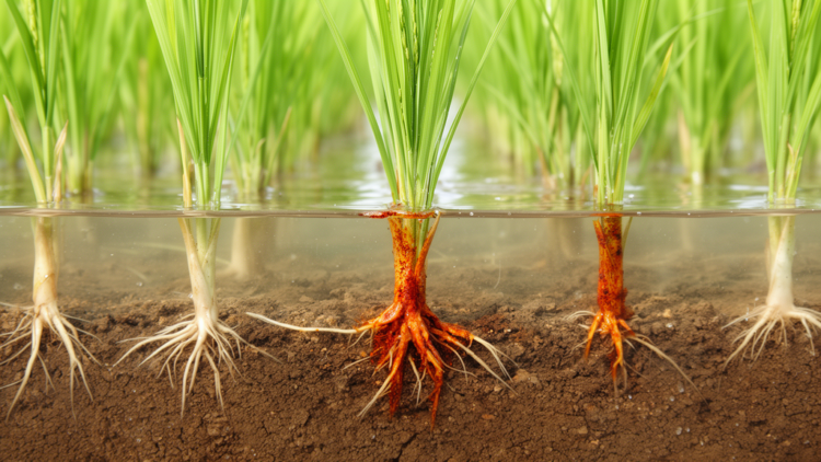 Rust Coats on Rice Roots Turn from Carbon Vaults into Greenhouse Gas Engines