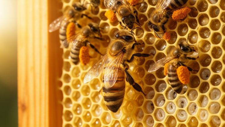 Honey Bee Model Lets the Queen's Egg-Laying Emerge from Pheromones, Weather and Pollen