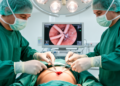 Surgeons stitch a child's bile duct back together through a single belly-button incision