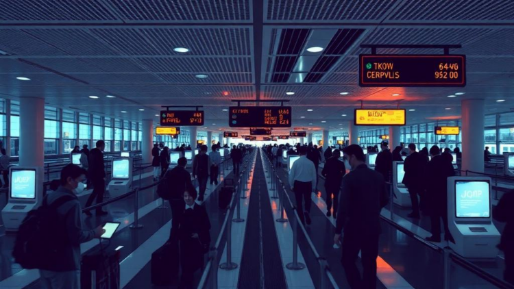 Cellular Automata Reveal Hidden Inefficiencies in Tokyo Airport Arrivals