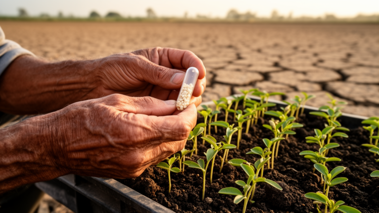 Encapsulated Bacterial Biostimulant Rewires Groundnut Seed Metabolism to Beat Drought