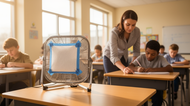 Low-Cost DIY Box Fans Cut Classroom Airborne Particles by 61 Percent